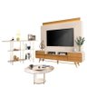 Estante Home Theater Nobre Off White Cinamomo e Aparador Infinity e Mesa de centro Sky com tampo de  - 1