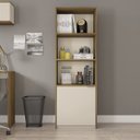 Ver imagem 1 de Armário De Escritório Alto Recta com 1 Porta e 3 Prateleiras e Nicho: Lamina Mel / Off White