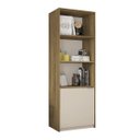 Ver imagem 4 de Armário De Escritório Alto Recta com 1 Porta e 3 Prateleiras e Nicho: Lamina Mel / Off White