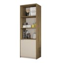 Ver imagem 5 de Armário De Escritório Alto Recta com 1 Porta e 3 Prateleiras e Nicho: Lamina Mel / Off White