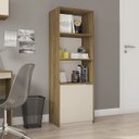 Ver imagem 2 de Armário De Escritório Alto Recta com 1 Porta e 3 Prateleiras e Nicho: Lamina Mel / Off White