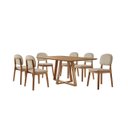 Ver imagem 1 de Conjunto Sala de Jantar Mesa Florença 160x90cm Tampo Retângular Laminado Mel com 6 Cadeiras Évora -