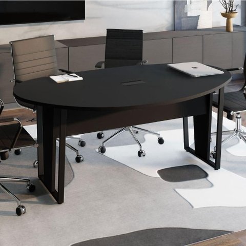 Mesa de Reunião Orgânica Moderno MDP 180cm Preto F5 Office