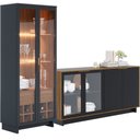 Ver imagem 1 de Kit para Sala de Jantar Buffet Áustria C04 com Cristaleira Malibu Preto Noce Milano - Lyam Decor