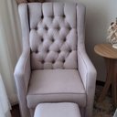 Ver imagem 4 de Poltrona Amamentação Balanço e Puff Linho Cinza Bebê Nina