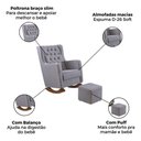 Ver imagem 3 de Poltrona Amamentação Balanço e Puff Linho Cinza Bebê Nina