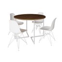 Ver imagem 6 de Mesa Industrial Jantar Redonda Amêndoa 110Cm Base V Com 4 Cadeiras Eames Brancas Ferro Amendoa