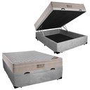 Ver imagem 1 de Cama Box Baú Casal Suede + Colchão Ortobom Airtech Molas Ensacadas 138x188x65 Cinza