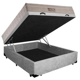 Cama Box Baú Casal Suede + Colchão Ortobom Airtech Molas Ensacadas 138x188x65 Cinza - 6