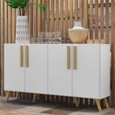 Ver imagem 7 de Aparador Buffet 4 Portas Retrô Viena V3606 Branco/Natural