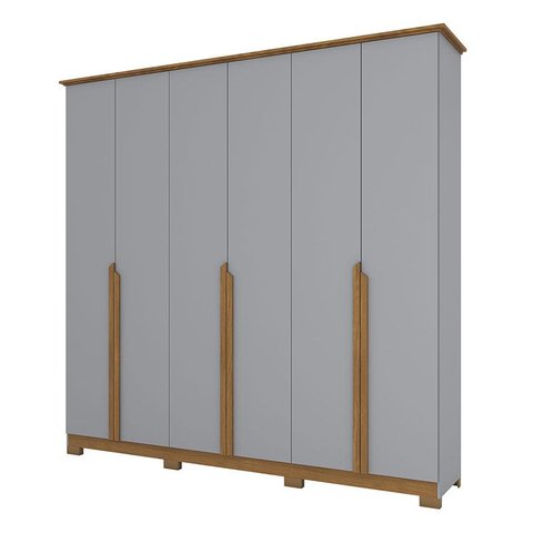 Guarda Roupa Casal Ambiente Andréas 6 Portas Cinza Nature - Henn
