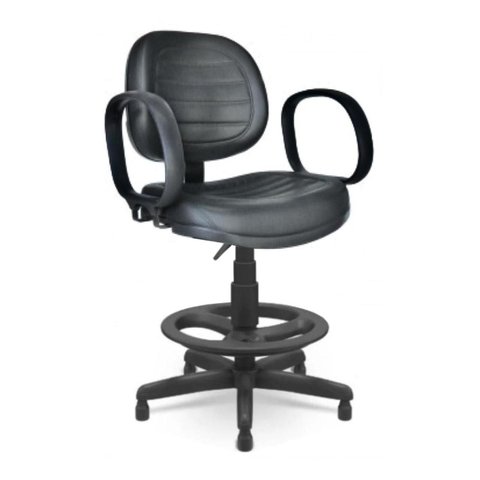 Cadeira Caixa Executiva Costurada c/ Braço Corsa - Base Pmd - Cor Preto - 35028