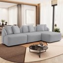 Ver imagem 1 de Sofá 4 Lugares com Chaise Direito Sala Living 288cm Arlo F04 Veludo Cinza - Lyam Decor