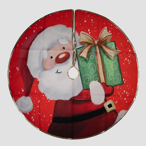 Saia para Árvore de Natal Temática Papai Noel Presente 90cm