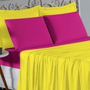 Ver imagem 3 de Jogo de Cama Casal Viúva Nobre 4 Peças Malha 100% Algodão - Amarelo / Pink