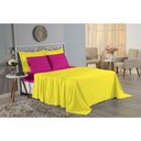 Ver imagem 4 de Jogo de Cama Casal Viúva Nobre 4 Peças Malha 100% Algodão - Amarelo / Pink