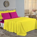 Ver imagem 1 de Jogo de Cama Casal Viúva Nobre 4 Peças Malha 100% Algodão - Amarelo / Pink
