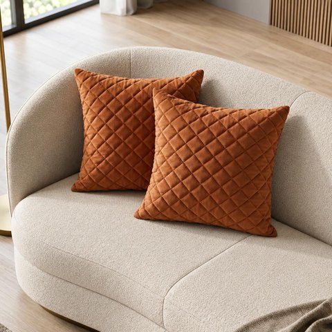 Kit 2 Almofadas Tressê 50x50cm Veludo Terracota - Nexta Casa