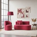 Ver imagem 1 de Conjunto 01 Poltrona + Sofá Curvo Orgânico Nature Gaia Veludo Vermelho - Montanaris Decor