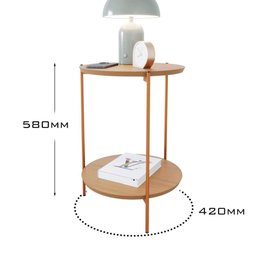 Mesa de Apoio Lateral Duda Nature com Pés de Ferro Bronze - 4