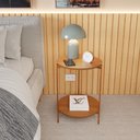 Ver imagem 1 de Mesa de Apoio Lateral Duda Nature com Pés de Ferro Bronze