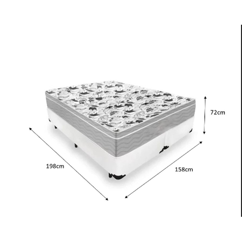 Cama Box Queen 158 Tecido Sintético Branco com Colchão de Molas Ensacadas - Probel Evolution 72x158x