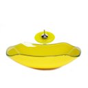 Ver imagem 1 de CUBA DE VIDRO ABAULADA 45CM AMARELO + VALVULA + TORNEIRA CASCATA