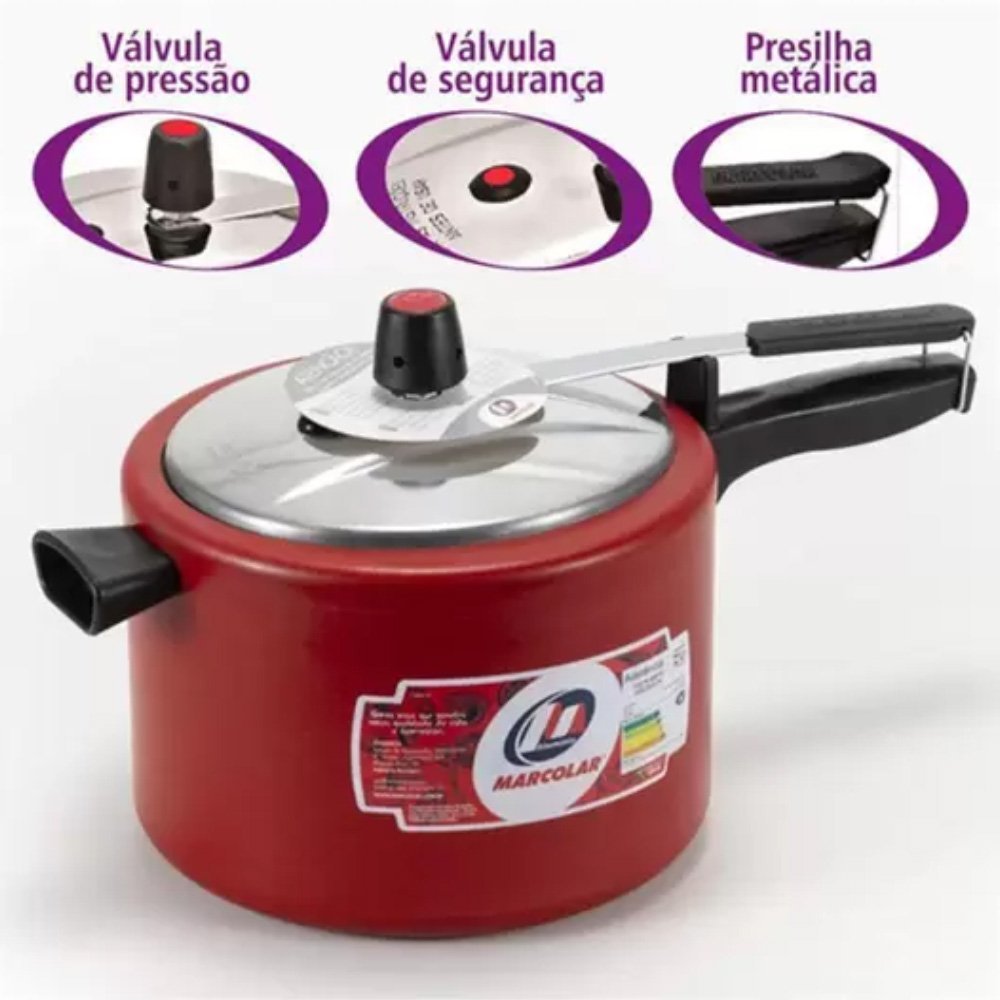 Panela de Pressão Antiaderente 7 Litros Resistente Marcolar Cereja ...