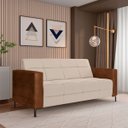 Ver imagem 1 de Sofá Living Decorativo Houston 2 Lugares 200cm Pés em Metal Veludo/ Pu Bege/ Marrom G33 - Gran Belo