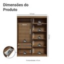 Ver imagem 3 de Guarda-Roupa Solteiro 4 Portas Batentes com Espelhos Rustic/Crema/Rustic Venus Madesa