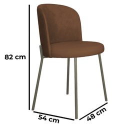 Cadeira Decorativa Sala de Jantar Elegance Base Titanium Courino Marrom - Montanaris Decor - 2