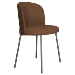 Cadeira Decorativa Sala de Jantar Elegance Base Titanium Courino Marrom - Montanaris Decor - 1