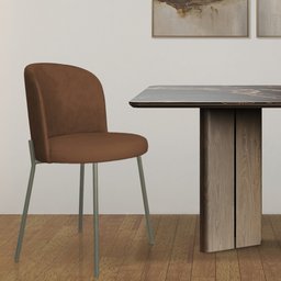 Cadeira Decorativa Sala de Jantar Elegance Base Titanium Courino Marrom - Montanaris Decor - 3