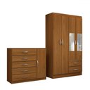 Ver imagem 3 de Guarda-roupa Solteiro Noah 4 Portas 2 Gavetas com Cômoda 1 Porta 5 Gavetas Cinamomo - Panorama Móvei