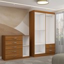 Ver imagem 5 de Guarda-roupa Solteiro Noah 4 Portas 2 Gavetas com Cômoda 1 Porta 5 Gavetas Cinamomo - Panorama Móvei