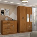 Ver imagem 1 de Guarda-roupa Solteiro Noah 4 Portas 2 Gavetas com Cômoda 1 Porta 5 Gavetas Cinamomo - Panorama Móvei