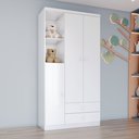 Ver imagem 1 de Guarda Roupa Infantil 3 Portas 2 Gavetas 2 Nichos Faz de Conta Espresso Móveis Branco