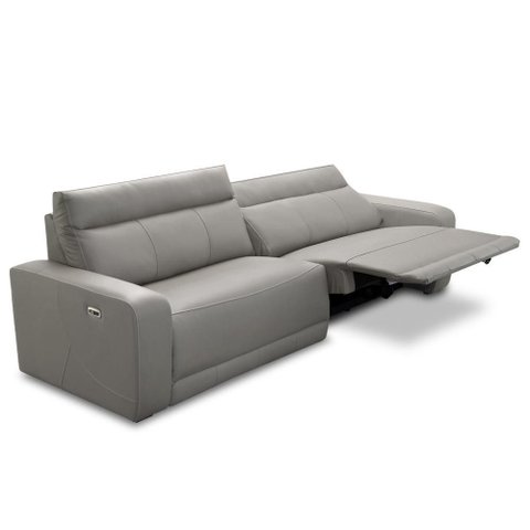 Sofá 3 Lugares Rettrátil Reclinável Elétrico 254cm Mazi L06 Couro Cinza - Lyam Decor