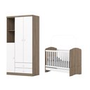 Ver imagem 2 de Quarto de Bebê Compacto com Berço e Guarda Roupa Faz de Conta Espresso Móveis Marrom/Rústico/Branco