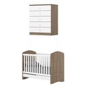 Ver imagem 2 de Quarto de Bebê Completo com Berço Mini Cama e Cômoda Lápis de Cor Espresso Móveis Marrom/Branco/Rústico