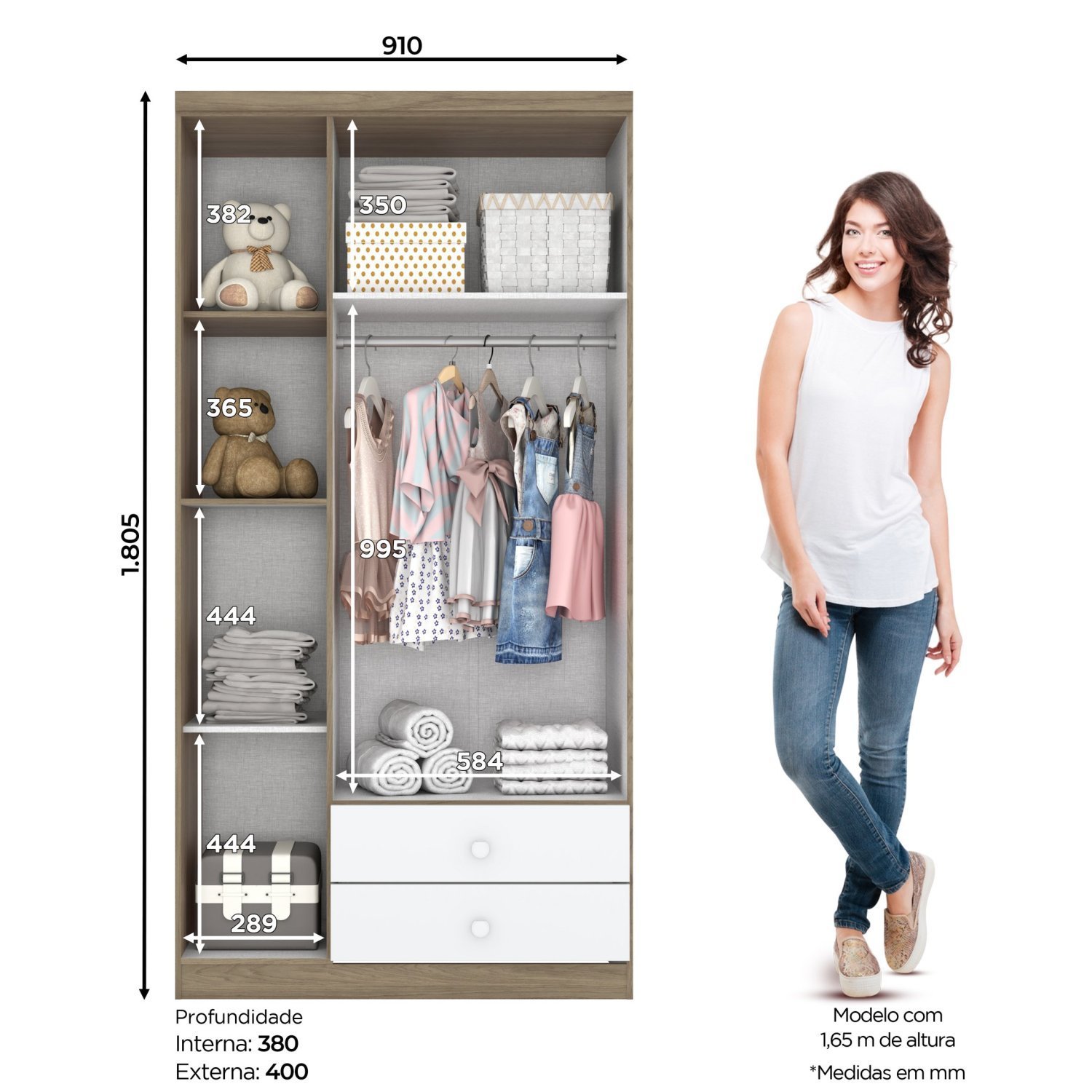 Quarto de Bebê Compacto com Berço e Guarda Roupa Lápis de Cor Espresso Móveis - 9