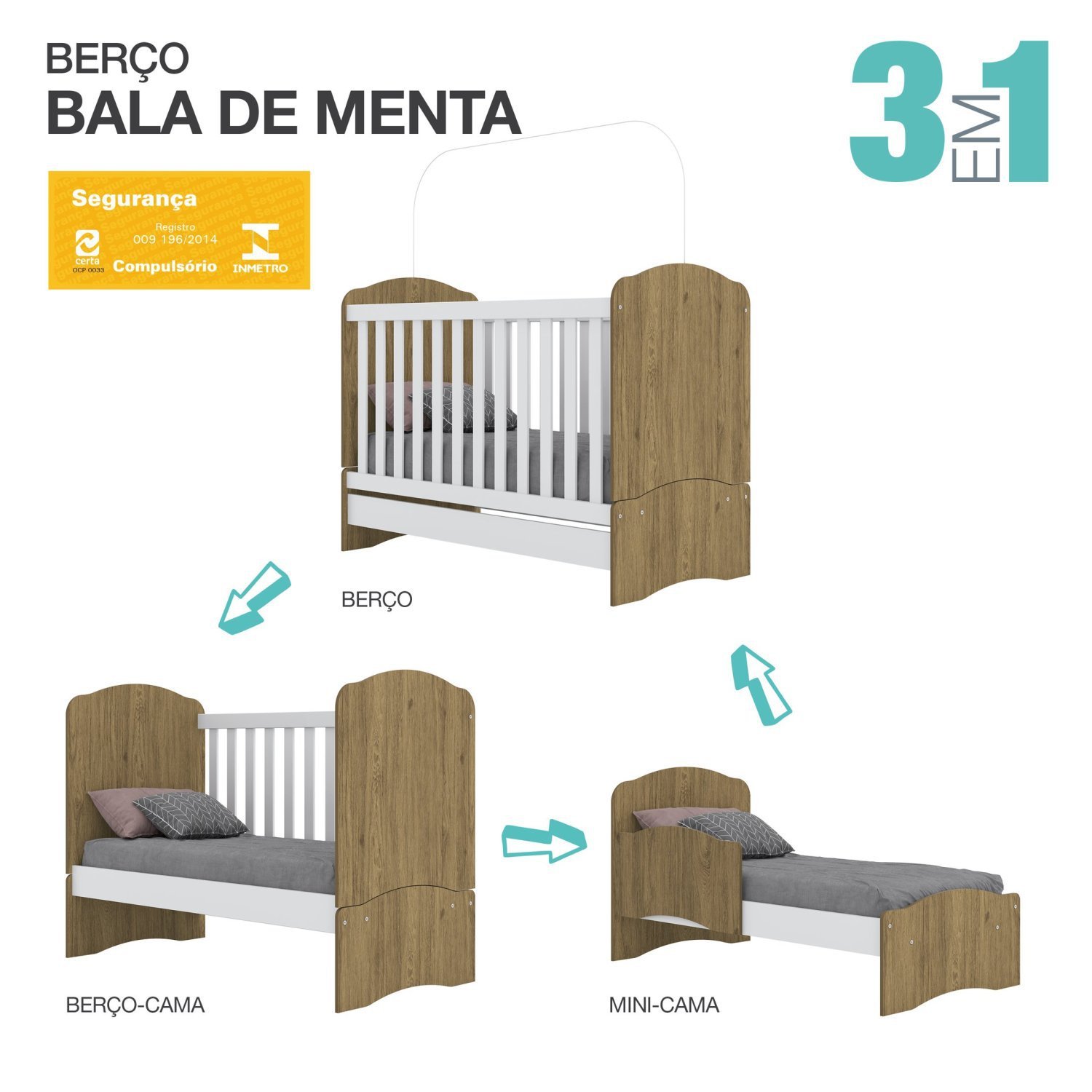 Quarto de Bebê Compacto com Berço e Guarda Roupa Lápis de Cor Espresso Móveis - 5