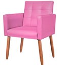 Ver imagem 1 de Poltrona Decorativa Tecido Corano Pés Palito para Recepção Clinica Base Reforçada