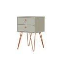 Ver imagem 2 de Mesa de Cabeceira 2 Gavetas Retrô Bled Bege Off White