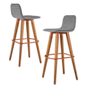 Ver imagem 2 de Kit 2 Banquetas Linea Base Madeira Cozinha Bar Bancada Alta:cinza/cobre