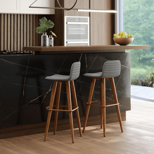 Kit 2 Banquetas Linea Base Madeira Cozinha Bar Bancada Alta:cinza/cobre