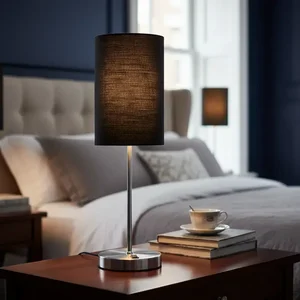 Abajur Luminaria de Mesa Clássico Redondo Elegante Interruptor Decoração Casa Sala Quarto Escritório