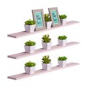 Ver imagem 1 de Prateleira Kit 3 100x20cm MDP Suporte Invisível Organizador Sala Rosa Claro Mercado Das Prateleiras
