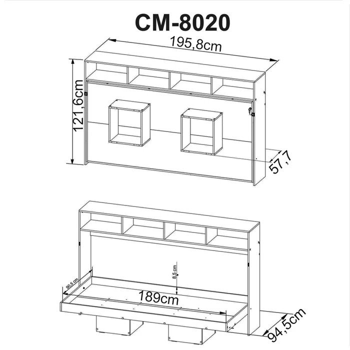 Cama Retratil Horizontal Solteiro Cm8020 Amendoa Tecno Mobili - 4