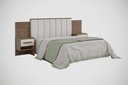 Ver imagem 1 de Cabeceira para Cama de Casal Ripada Irís 140cm Estofada com 2 Mesas de Cabeceira D Doro Castanho/off